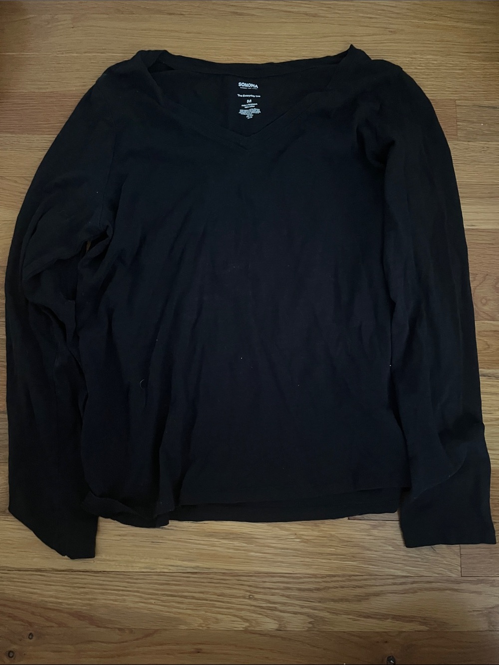 Sonoma Black V-Neck Long Sleeve Top